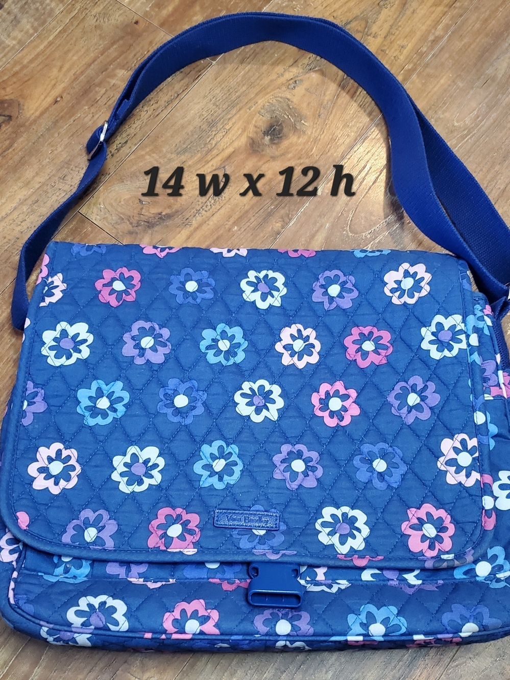 Vera Bradley Navy Quilted Floral Messenger Bag